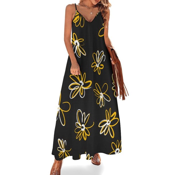 Lindo vestido de margaritas, elegante vestido largo con flores y tirantes, estilo bohemio, para playa, verano, cuello en V, ropa de gran tamaño