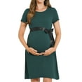 thumbnail image 2 of Bearsland Women’s Short Sleeve Maternity Dresses Casual Stretchy Modal Pregnacy Dresses with Belt, 2 of 6