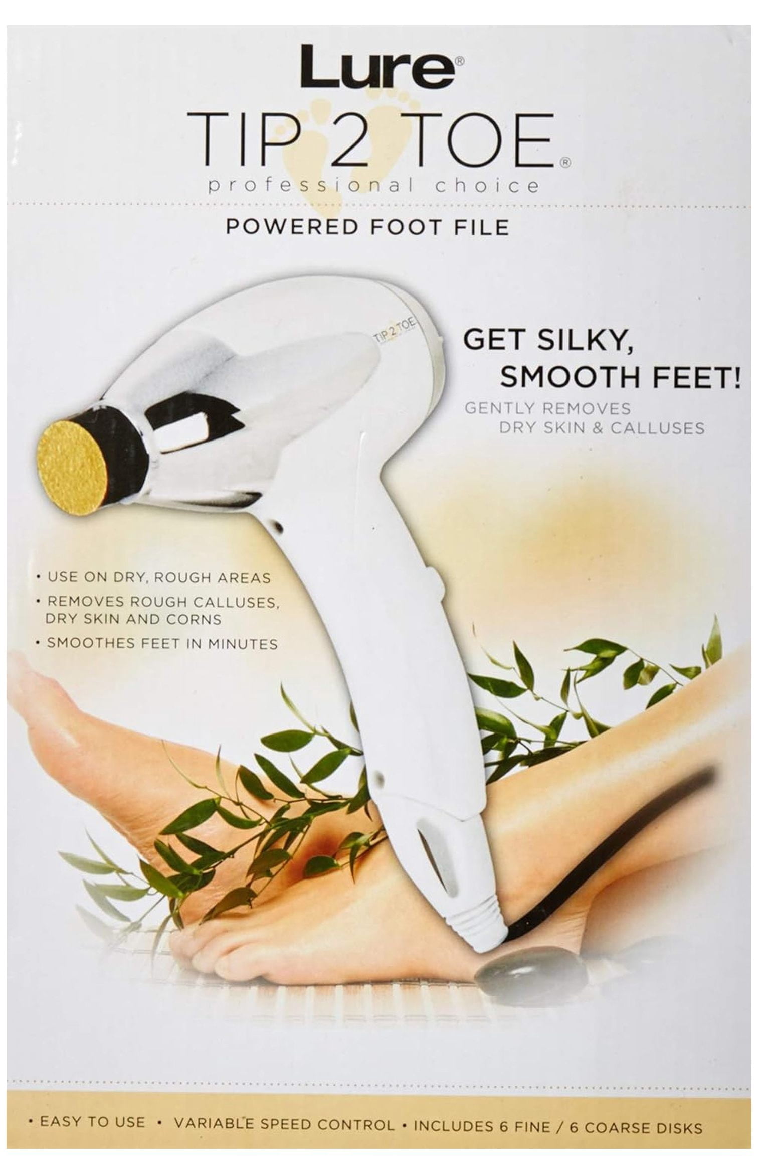 Tip2Toe Electric Callus Remover, White & Silver
