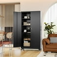 thumbnail image 6 of Fesbos Metal Storage Cabinet, 73" H Tall Steel Tool Cabinets with Wheels Lockable Doors and Adjustable Shelve, Black Garage Cabinet for Home,Kitchen,Office, 6 of 12