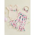 thumbnail image 3 of BemeyourBBs Baby Girls Summer Outfit Golf Print Romper and Flare Pants Headband, 3 of 8