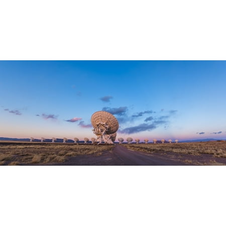 - March 17 2013 - The Very Large Array radio telescope in New Mexico at sunset The Earths shadow rising at right and the pink Belt of Venus is along the eastern horizon Poster Print