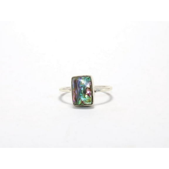 Heaven Crafts 925 Sterling Silver Cushion Shape Abalone Shell Ring For Women Bohemian Jewelry