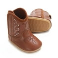 thumbnail image 6 of Yindaity Baby Boots 12-18 Months Baby Cowboy Cowgirl Boots Infant Western Boots Toddler Boys Girls Round Toe Riding Mid Calf Boots All Seasons(Coffee,12), 6 of 9