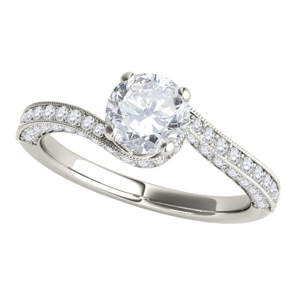 Mauli Jewels Engagement Rings for Women 1 Carat Diamond Sparkling Engagement Ring 4 prong 10K Solid White Gold