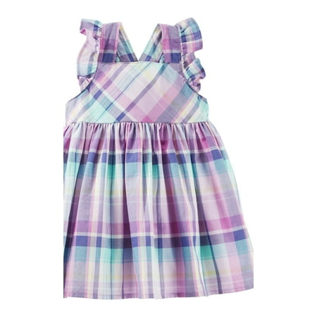 OshKosh B'gosh Baby Girls' 2 Piece Plaid Ruffle Dress, Purple, 6 Months