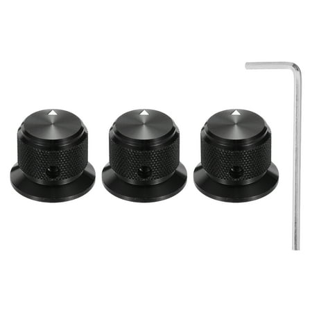Uxcell 3 Pcs Aluminium Potentiometer Knobs, 1/4" (6mm) Universal Volume Tone Control Knobs with Arrow Indicator for Guitar, Bass, 3/4" Black