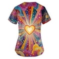 thumbnail image 4 of Valentine's Day Scrub Tops for Women Short Sleeve V Neck Scrub Top Glitter Heart Printed Shirts Valentine's Day Scrubs Tops Working Nurse Uniforms with Pockets, 4 of 4