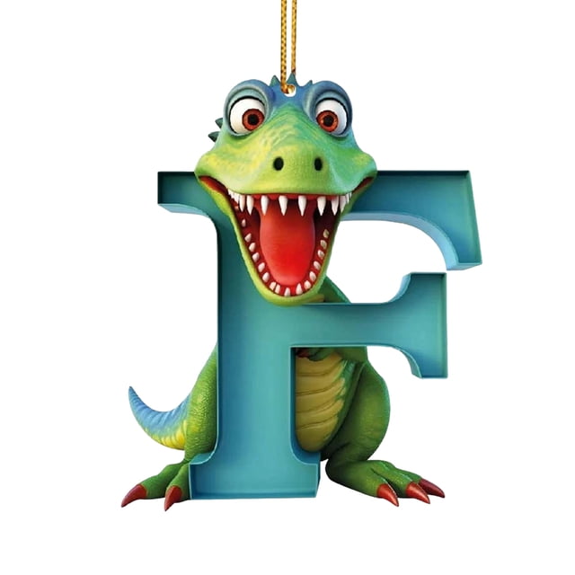 Adorno Acrílico Con Forma Letra F Dinosaurio para Navidad Coche Plano 2D