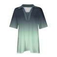 thumbnail image 5 of DianGeFu Ladies Tops under $10,Fashion Women's Gradient Printed Blouses Short Sleeved T-Shirt Turndown Collar Top,Mint Green,S, 5 of 5