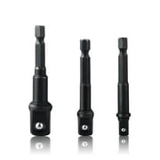 Drill Socket Adapter Hex Shank to Square Impact Driver Extension Bits Kit Craftsman Spring Locking Replacement Reducer Hand Tool 4PCS Adapters