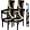 Black and Gold Marble, variant on Anna QUUEN Black White Gold Marble Print Dining Chair Covers Set of 4,Stretch Fit Washable Elastic Slipcovers,Waterproof Furniture Protector for Kitchen Dining Room Chairs