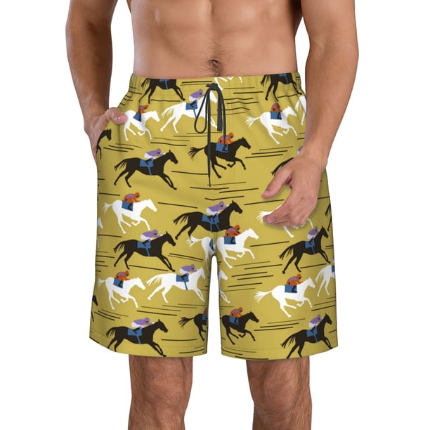 Fotbe Horsemen In Horseraces Trajes de Baño Estampados para Hombre, Shorts de Verano de Secado Rápido, Ropa de Playa, Bañadores-XX-Large