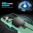 thumbnail image 5 of ELEHOLD Rugged Case for iPhone 15 Pro with Sliding Camera Lens Cover Rotation Ring Holder Stand Function Compatible with MagSafe Shockproof Cover for iPhone 15 Pro 6.1 Inch - Lightgreen, 5 of 10
