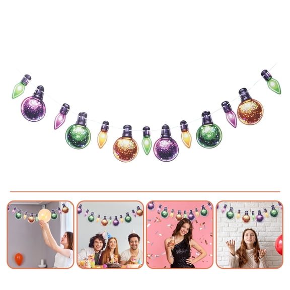 Hytrove Holiday Parties Multi Paper Light Bulb Banner Decoration 1 Set