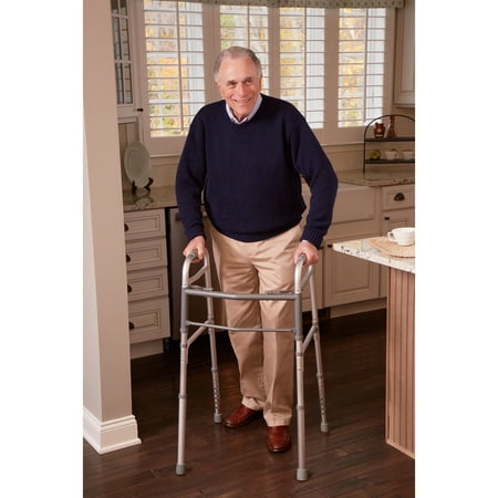 Carex Aluminium Folding Walker for Adults with Height Adjustable Legs, 300 lb Weight Capacity