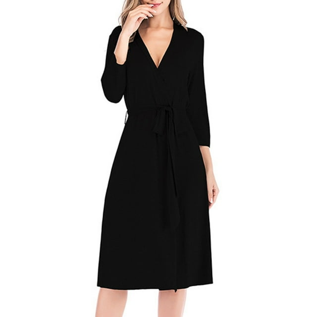 Batas casuales con cuello en V, transpirables, a la moda, para el hogar, cómodas, de color sólido, para mujer, camisón para dormir