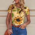 thumbnail image 4 of Rateoe Sunflowers Printed Women Rash Guard Short Sleeve,Tummy control Swimsuit Surfing Swimsuit Bathing Suit Short-sleeved Onesie UPF 50+, 4 of 6