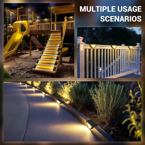 FGERFE-Solar Step Lights for Outside,24 LEDs Solar Stair Lights Waterproof IP65,Deck Lights Outdoor for Yard, Porch, Front Door, Stair, Step, Patio, Deck(4 Pack, Warm White)