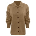thumbnail image 6 of Lixiuxyad Womens Knitted Button Down Cardigan Sweater Lapel Collar Long Sleeve Open Front Cardigan Outerwear,Yellow, 6 of 7