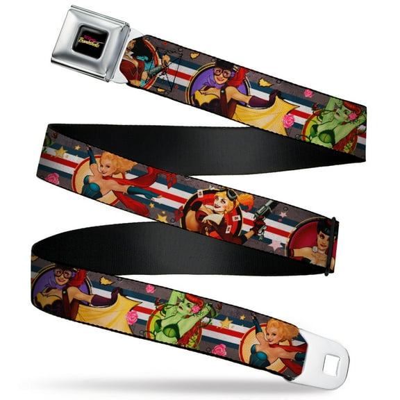 DC Comics Belt, Seatbelt Buckle Belt, DC Bombshell Pin Up Girls, 30 to 44 Inches