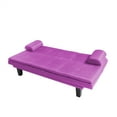thumbnail image 5 of 63.4" Modern Futon Sofa Bed, Convertible Folding Sleeper Sofa, Loveseat Sleeper Reclining Sofa Bed for Living Room Bedroom Apartment, Mid Century Upholstered Sleeper Couch, Purple, 5 of 7