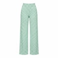 thumbnail image 5 of Women's Wide Leg Pants Gingham Plaid Casual High Waisted Cotton Blend Pants Comfy Summer Trousers with Pockets Green XXL(XXL), 5 of 5