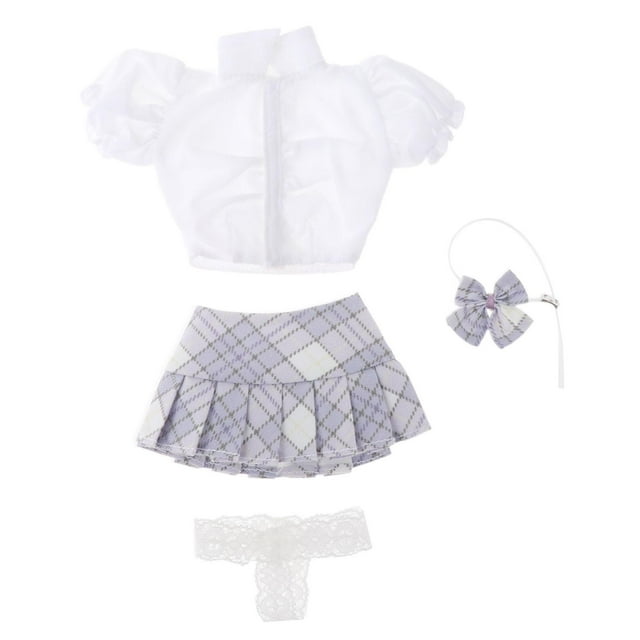 Traje de Muñeca CUTICAT 1/6 Ropa Cosplay Suéter Falda Plisada Accesorios de Pajarita Violeta