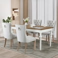 thumbnail image 2 of JETEAGO Linen Fabric Dining Chair Set of 4, Upholstered Tufted Dining Room Chair with Nailhead Trim and Solid Light Color Wood Leg for Kitchen, Beige, 2 of 8