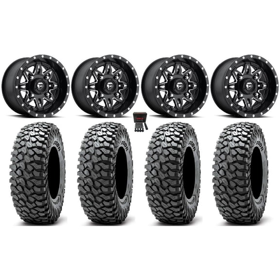 Fuel Lethal 15" Wheels Black 35" RocScraper Tires Can-Am Commander Maverick Renegade Outlander Defender