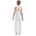 thumbnail image 2 of TTAO One Piece Rompers Overall for Girls Rhinestones Dance Bodysuit Disco Party Wide Leg Pants Playsuit White 6, 2 of 5