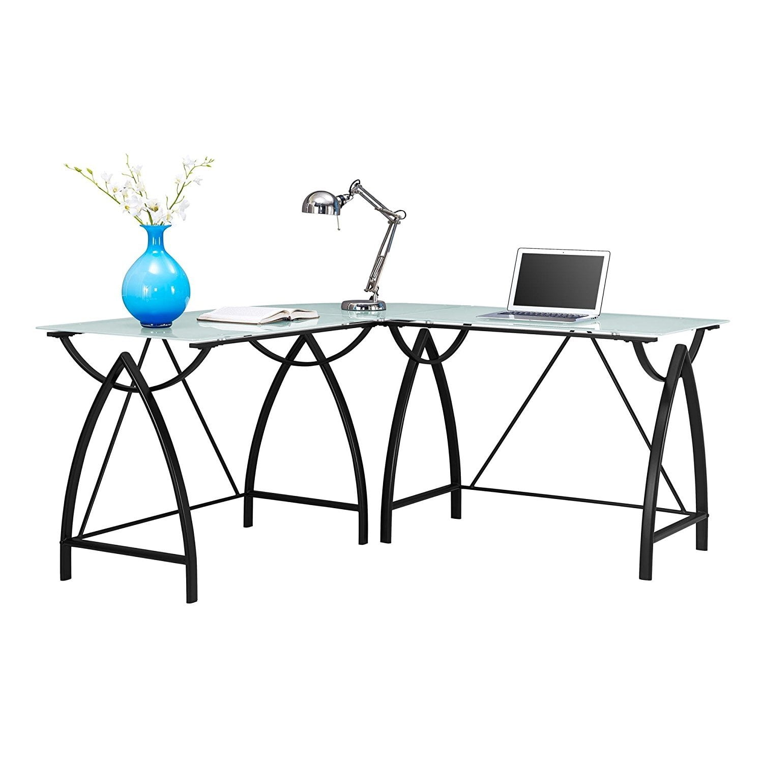 Altra Furniture 9822196com Lacklan Glass Desk Altra Top L Black