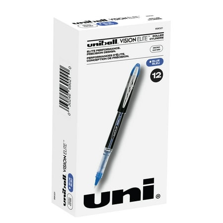 UPC: 0030246690215 | Uniball Vision Elite Rollerball Pens  Micro Point (0.5mm)  Blue Ink  4 Count