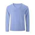 thumbnail image 6 of Stamzod Men Long Sleeve Shirt Solid Color Round Neck Oversized Tshirts Casual Athletic Shirts for Men Blue B XL, 6 of 7