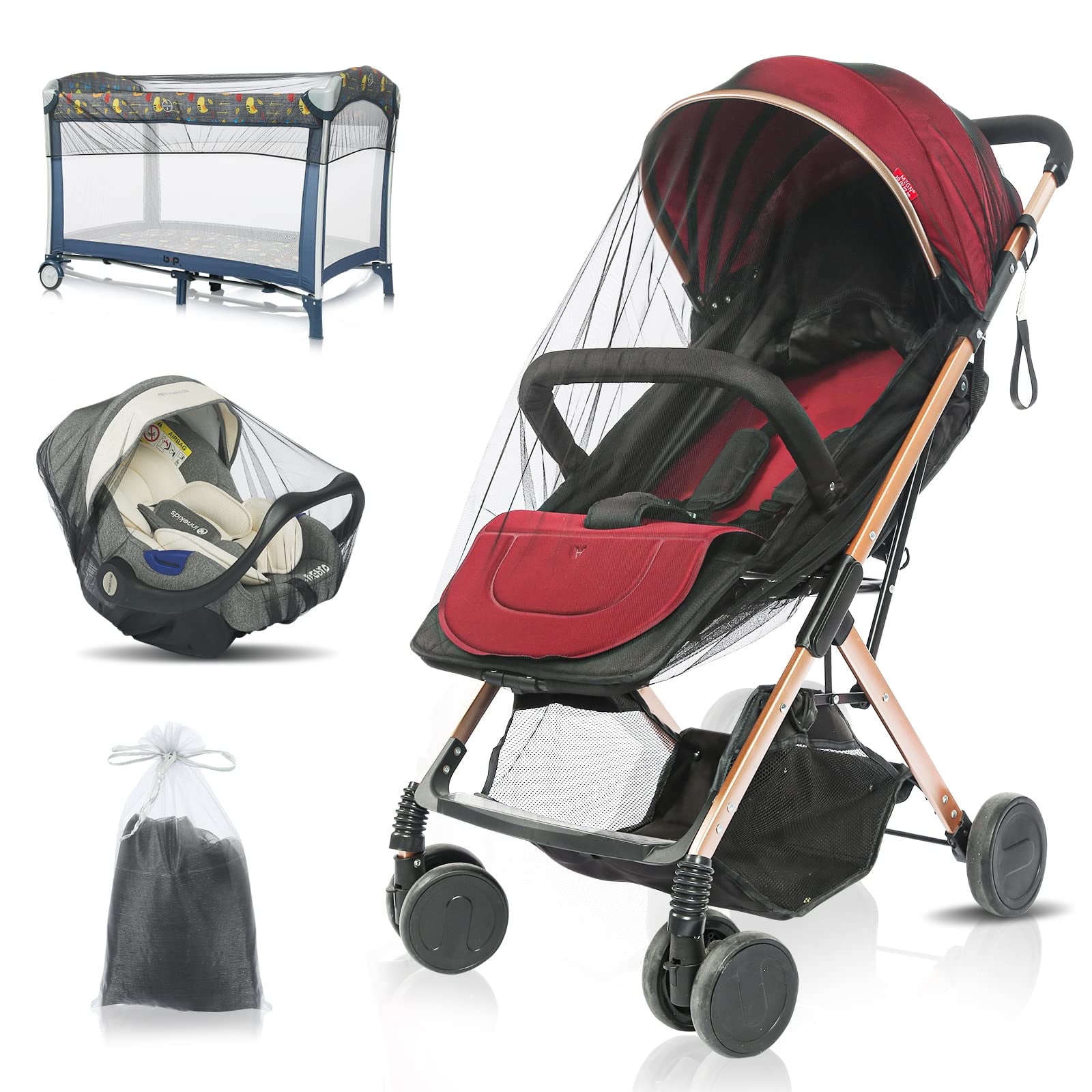 Mosquito Net, Baby Net for Stroller, Black Visible Breathable Mesh Strollers Cover Bug Netting