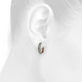thumbnail image 4 of 10K Rose Gold Round & Baguette Brown Diamond Tiered Hoop/Huggie Earrings 1 CT., 4 of 4