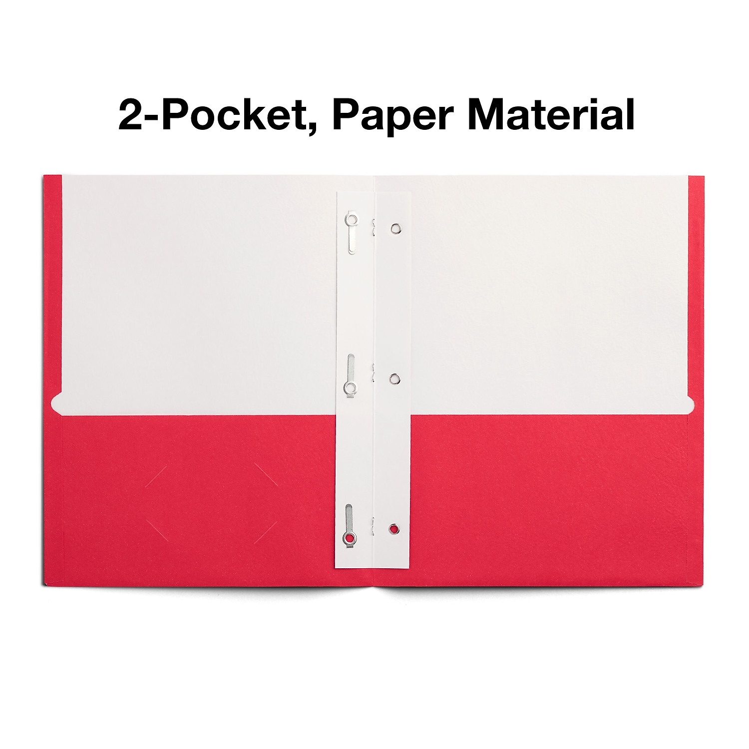 Staples School Grade 2 Pocket Folder with Fasteners Red 25/Box 27540-CC