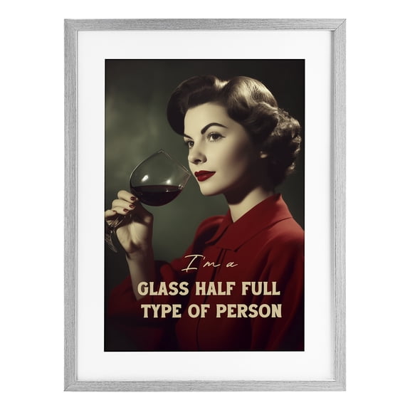 Stupell Industries Glass Half Full Person Gray Framed Print Under Glass, design by Andreas Magnusson