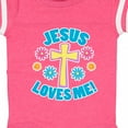 thumbnail image 4 of Inktastic Easter Jesus Loves Me with Cross and Flowers Boys or Girls Baby Bodysuit, 4 of 5