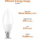 thumbnail image 3 of Set of 6 Small Flame-Shaped LED Bulbs Edison Screw Base E14 5W (40W Equivalent) Warm White Non-Dimmable Intensity, 3 of 4
