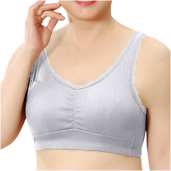 Sports Bra for Women Girls Yoga Bras Solid Sleeveless Cold Shoulder Casual Tanks Blouse Tops V-Neck Pullover Bra Feature Hook and Eye Closure Training Bra Style Y-69 , Gray 4XL