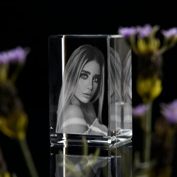 AISENIN Personalized 3D Crystal Photo Custom Laser Etched Crystal Personalized Picture Frame Crystal Table Lamp Crystal Figurines