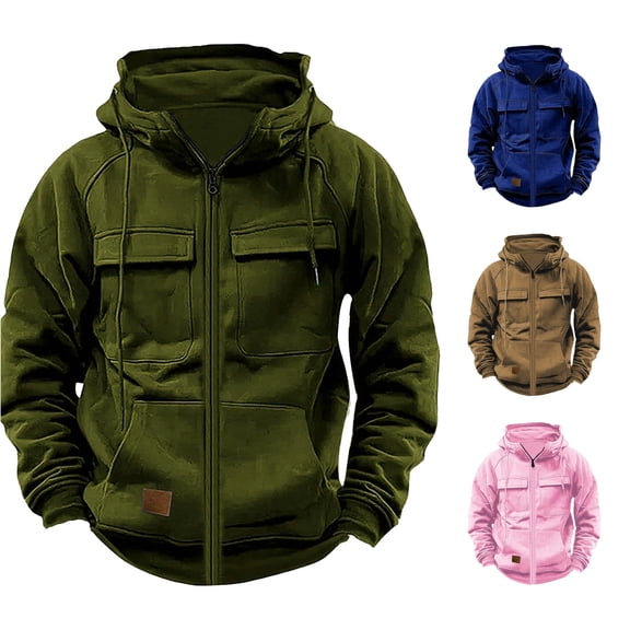 Rhuody Men Fall Hoodies O Neck Solid Color Long Sleeve Hooded Sweatshirt Xl Green