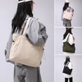 thumbnail image 4 of Women Shoulder Bag Drawstring Max Load Bearing with Inner Pockets Solid Color Commute Travel Gym Sling Bag Daily Yoga Clothes Tote Bag, 4 of 8
