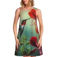 thumbnail image 1 of Fotbe Hummingbird Floral Paradise Vestido de Verano sin Mangas para Mujer – Vestido Midi Línea A, Estilo Camiseta Floral, Vestido Playero Casual y Fluido, 1 of 7