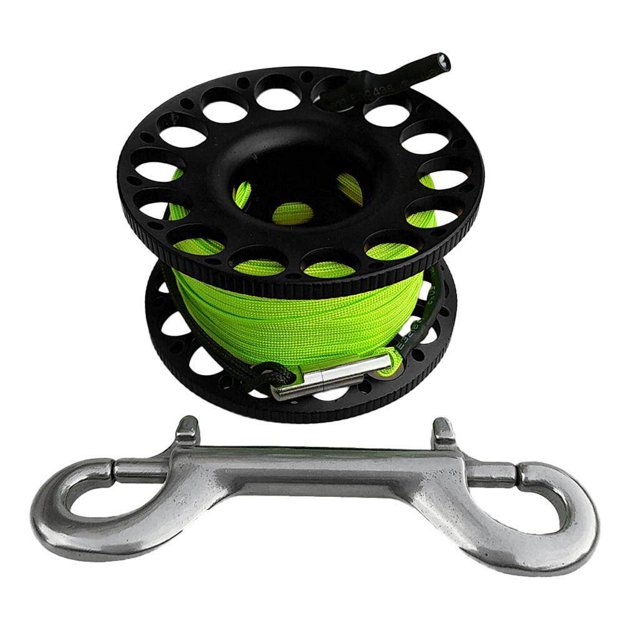 pitrice 30m Aluminum Alloy Cave Scuba Diving Line Diving Finger Spool Guide Line Reel Black