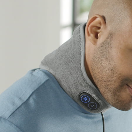 Sharper Image Calming Heat Massaging Neck Wrap, Relaxing Vibrations, Gray