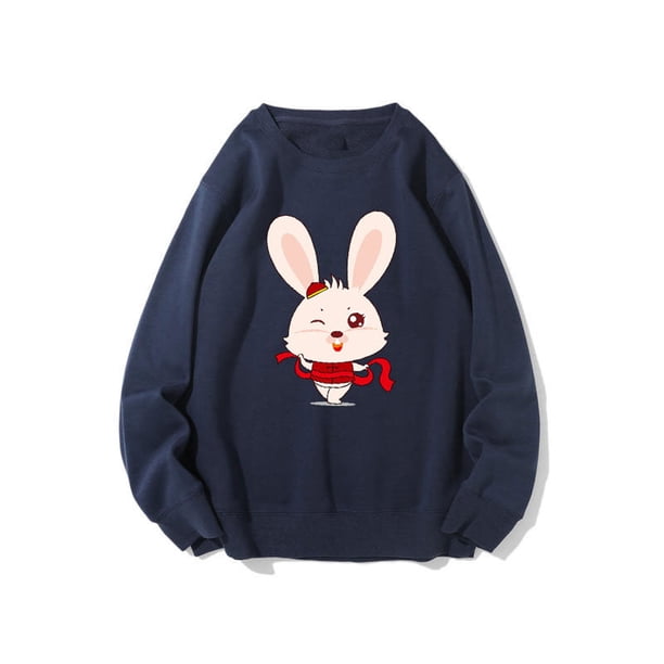 Pntutb Blusa de manga larga suelta de conejo de año nuevo informal linda de moda para mujer PNTUTB Pntutb-5850