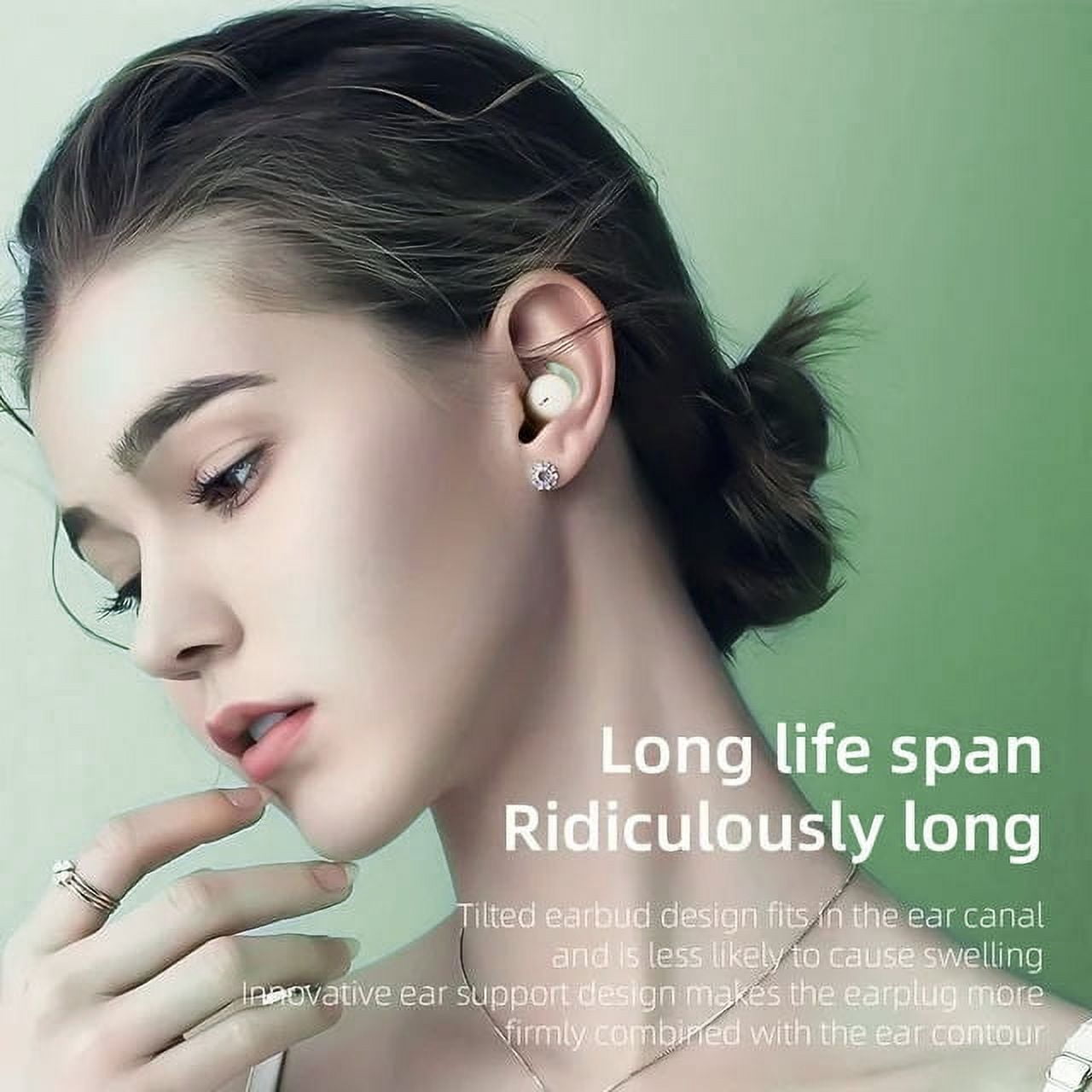 MUSICOZY Sleep Earphones Bluetooth Sports Headphone, Wireless Music Sleeping Headphones Noise-Canceling Earbuds Mini Earphones Bluetooth 5.3 Hidden Headphones for Side Sleepers/Work,Light Green