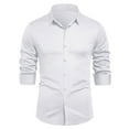 thumbnail image 2 of asjyhkr Plus Size Mens Dress Shirts Long Sleeve Button Lapel Shirts Casual Breathable Solid Color Work Business Tops,M-4XL, 2 of 6